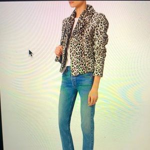 Leopard Pattern Goat Hair Moto Jacket.